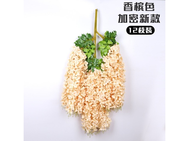 12Pc Peach Artificial Silk Hanging Flower Garland Vine Wisteria - Click Image to Close