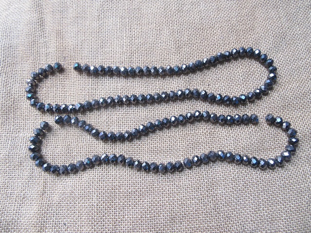 6Strand x 65Pcs Black Faceted Glass Beads 10mm - Click Image to Close