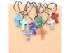 7Pcs Charming Cross Gemstone Pendants With Necklace