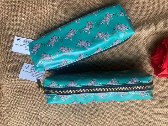2Pcs Boxy Bag Leopord Printed Pencil Case Organizer School