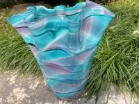 1Pc Creative Handmade Blown Wave Mouth Glass Vase Floral Arrange 1Pc Creative Handmade Blown Wave Mouth Glass Vase Floral Arrange