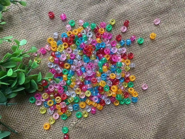 3Packs x 700Pcs Translucent Barrel Pony Beads Mixed Color