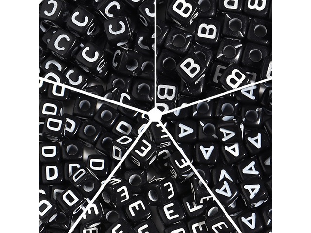 3Packs x 1000Pcs Black Alphabet Letter Cube Beads 5mm - Click Image to Close