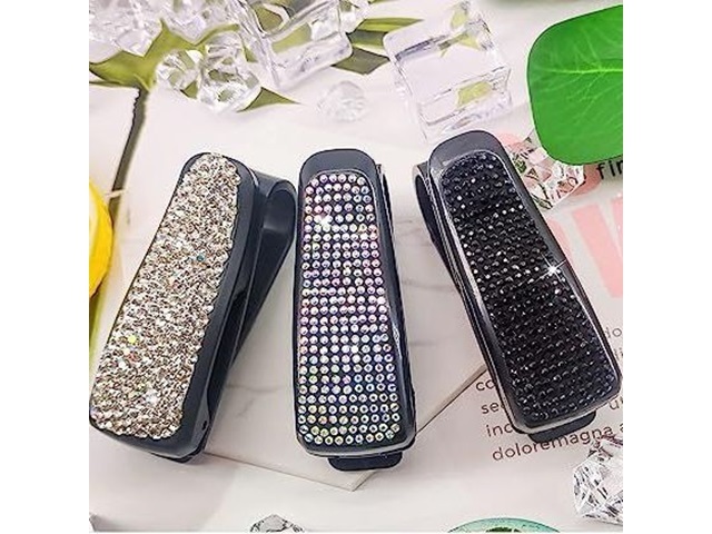 6Pcs Rhinestone Sun Visor Mount Sunglasses Clip Holder Car Decor 6Pcs Rhinestone Sun Visor Mount Sunglasses Clip Holder Car Decor