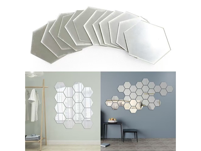 12Pcs DIY 3D Acrylic Mirror Wall Stickers Wall Decor