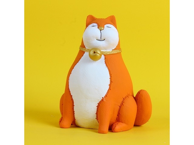 1Pc Whimsical Fat Orange Cat Statue for Cat Lovers Home Decor