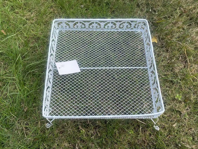 (image for) 1Pc White Square Lower Flower Plant Pot Metal Stand Rack Garden 