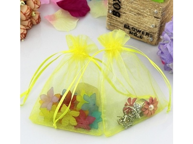 100 Yellow Drawstring Jewelry Gift Pouches 15x10cm