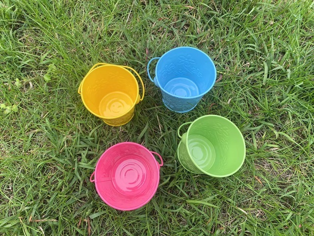 12Pcs Mini Tin Flower Design Pail Bucket Bomboniere Favor