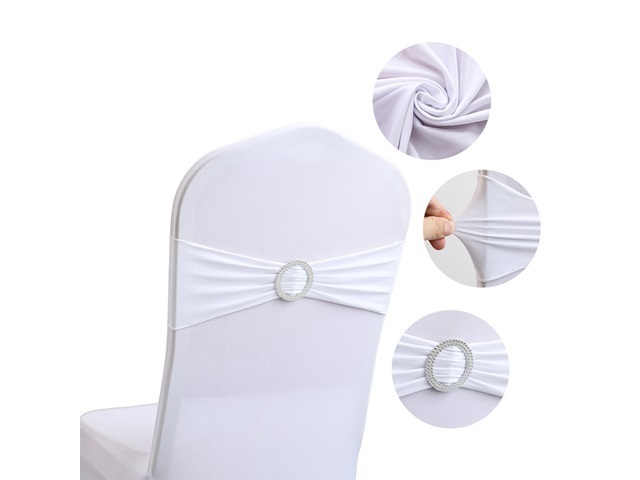 10Pcs White Spandex Stretch Sashes Chair Wider Bow Wedding Venue