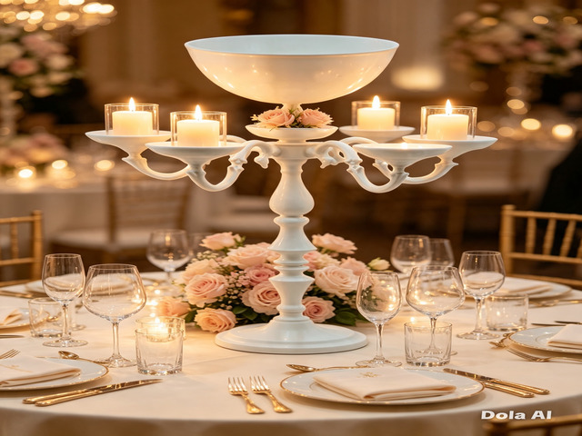 (image for) 1Set Table Centerpiece 5-Tier Candle & Flower Holder Stand