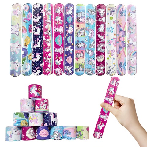 (image for) 48Pcs Unicorn Reflective Magic Ruler Slap Band Bracelets