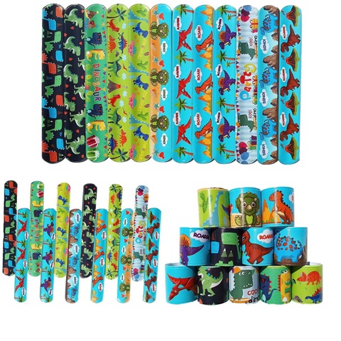 (image for) 48Pcs Dinosaur Reflective Magic Ruler Slap Band Bracelets