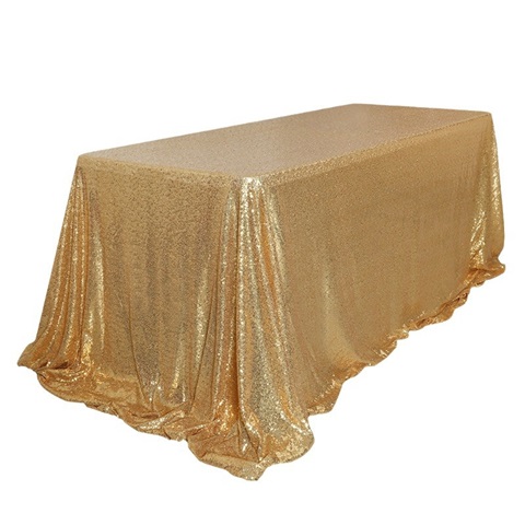 (image for) 1Pc Sparkly Gold Sequin Table Cloth Cover Backdrop Wedding Party