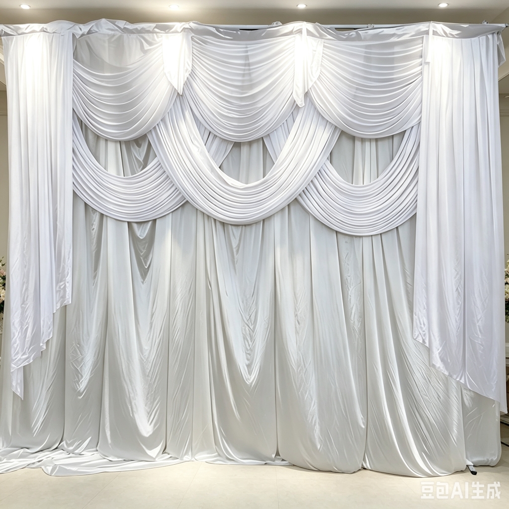 (image for) 1Pc White 3x1.6M Tassel Swag Drape Stage Wedding Backdrop Back