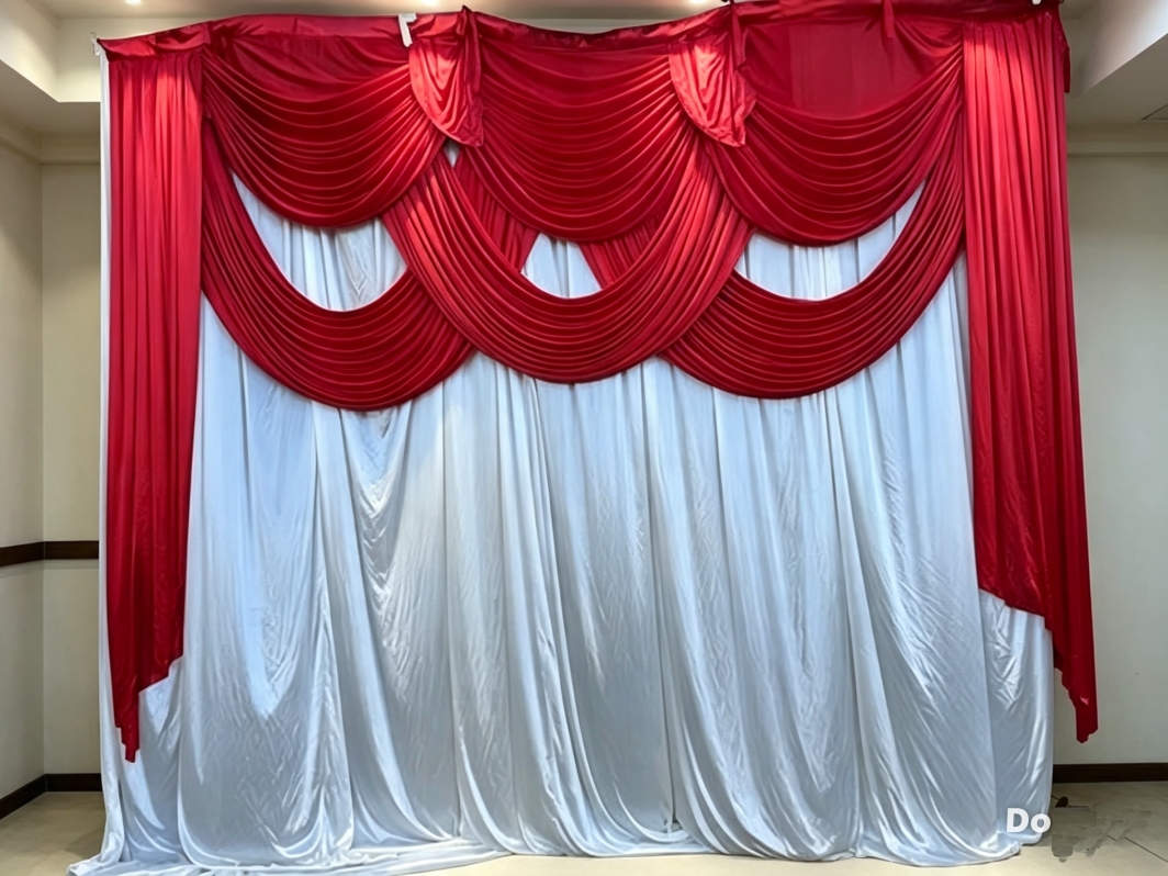 (image for) 1Pc Red 3x1.6M Tassel Swag Drape Stage Wedding Backdrop Back