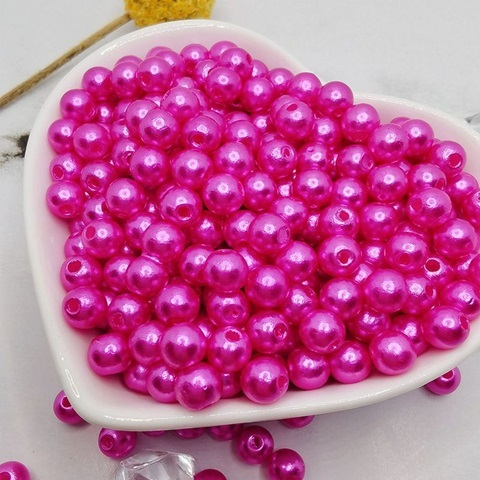 (image for) 1000 Pink 8mm Round Simulate Pearl Beads