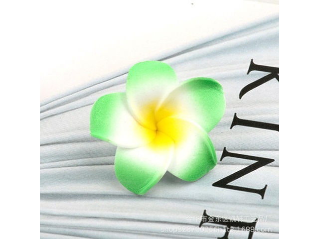 (image for) 30 New Green & Yellow Fabulous Foam Frangipani Flower 8x3.5cm