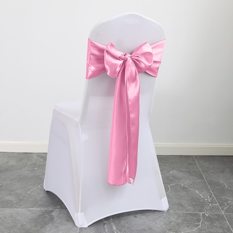 (image for) 10Pcs PINK Satin Sashes Chair Wider Bow Wedding Venue Banquet