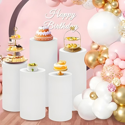 (image for) 1Set Of 5Pcs Spandex Cylinder Plinth Pedestal Covers Wedding Party Decor