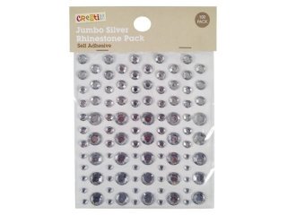 12Packs X 100Pcs Self-adhesive Jumbo Silver Look Rhinestones
