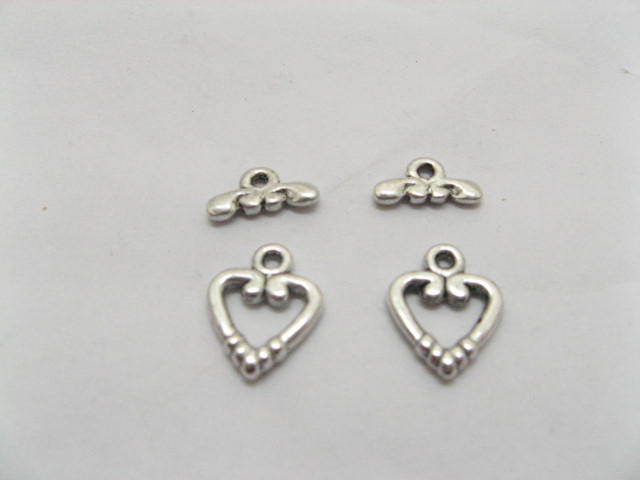 200 Sets alloy Heart Jewelry Toggle Clasps - Click Image to Close