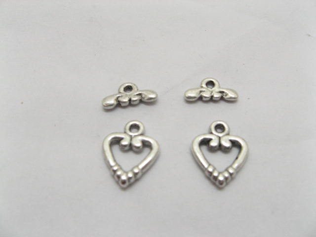 200 Sets alloy Heart Jewelry Toggle Clasps