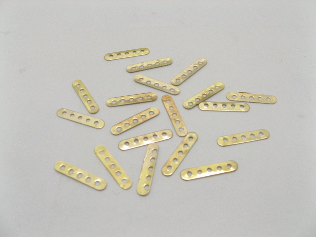 500 Golden Spacer Bars 5 Hole 17mm Connector Finding - Click Image to Close