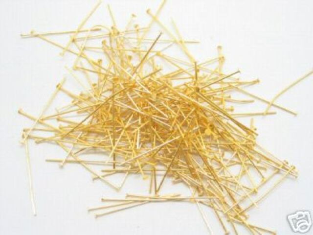 500gram Golden Plated 24mm Head Pins Jewelry Finding - Click Image to Close