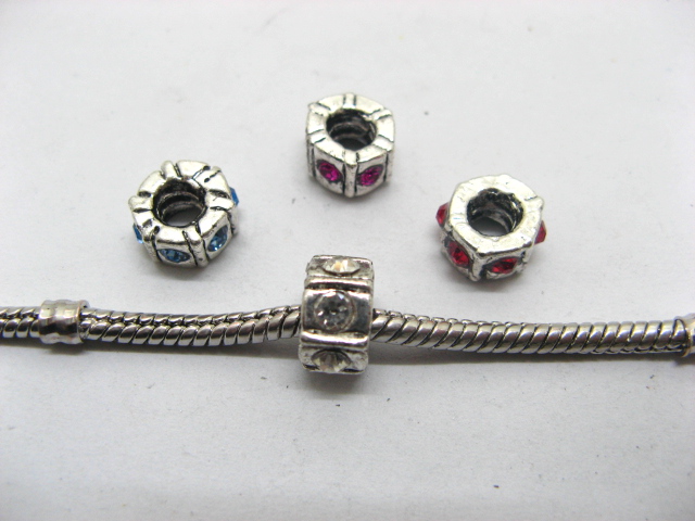 20 European Thread Beads With Rhinestone ac-sp496 20 European Thread Beads With Rhinestone ac-sp496