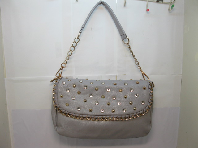 1Pc New Grey Shoulder Sling Bag Handbag w/Rhinestone - Click Image to Close