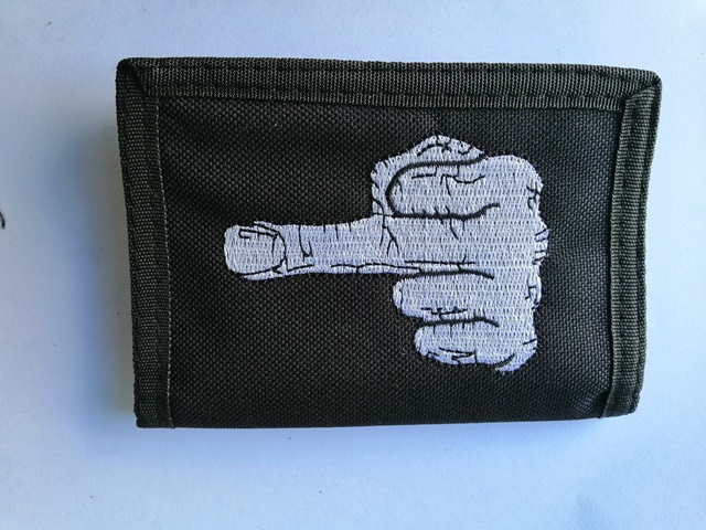 12X Black Nylon Wallets - Middle Finger Design - Click Image to Close