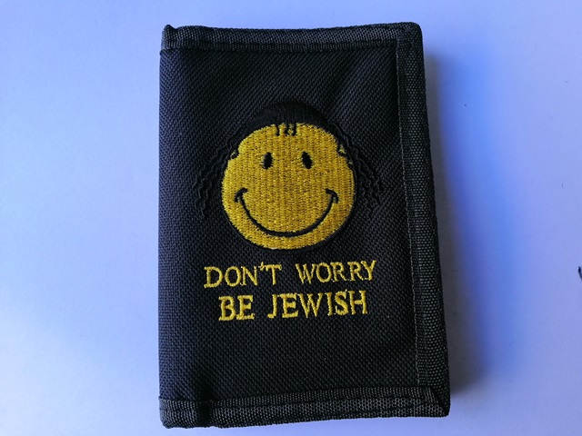 12X Black Nylon Wallets - Dont Worry Be Jewish Design - Click Image to Close