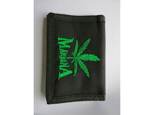 12X Black Nylon Wallets - Marijuana Design