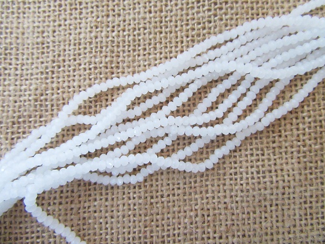 10Strands X 147Pcs White Glass Beads 3mm Dia. - Click Image to Close