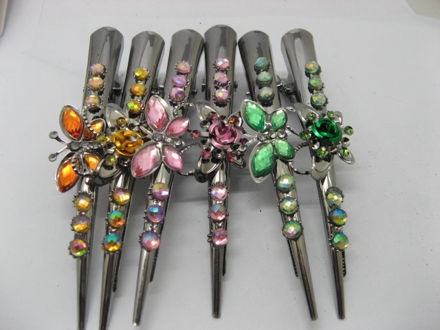 12pcs Chic Designer Hair Clips,Rhinestone Floral Clips - Click Image to Close