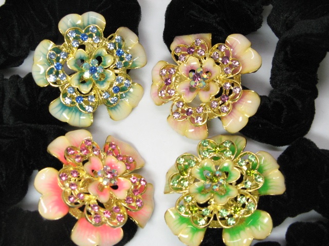 12pcs Chic Designer Hair Clips,Rhinestone Floral Clips - Click Image to Close