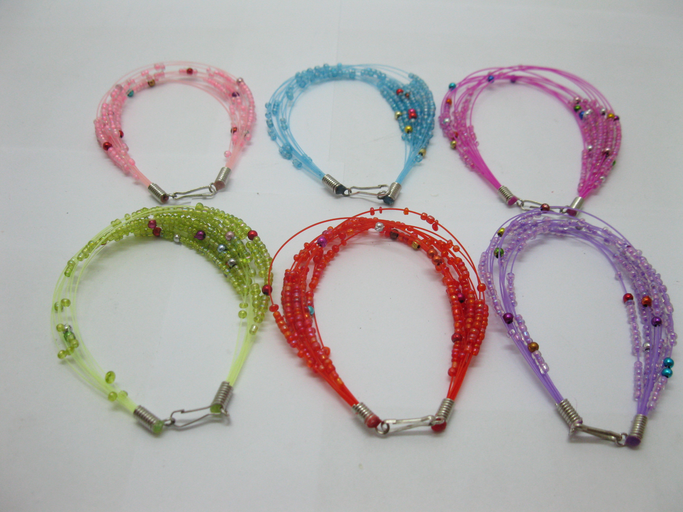 60 Fashion Multi-loop Colourful Beaded Bracelets - Click Image to Close
