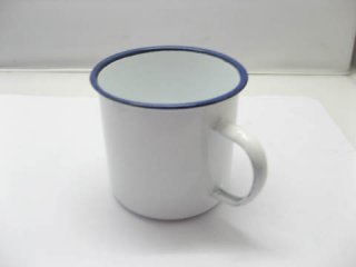 6 Brand New White Enamel Mug Camping Cups 9cm dia. - Click Image to Close