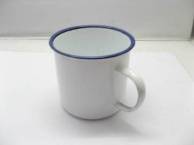 6 Brand New White Enamel Mug Camping Cups 9cm dia.