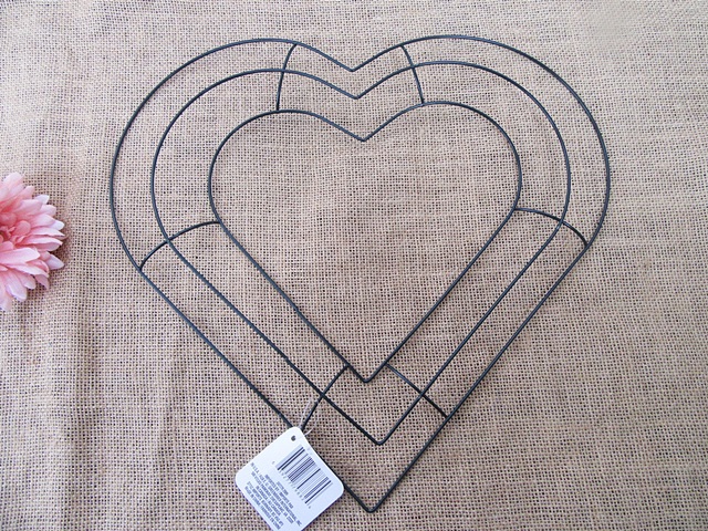 (image for) 24X Heart Wreath Ring Frame Base Wire Ring DIY Decoration Craft
