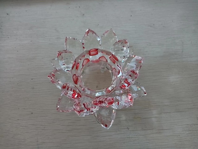 1Pc Shiny Red Crystal Glass Lotus Flower Centerpiece Candle Hold 1Pc Shiny Red Crystal Glass Lotus Flower Centerpiece Candle Hold