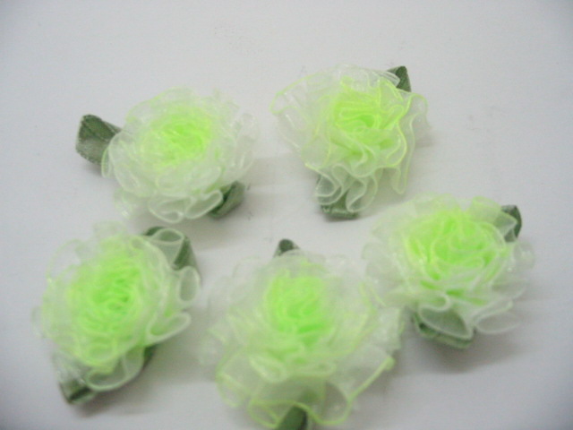 144 Green Silk Flower Embellishments jew-r3 - Click Image to Close