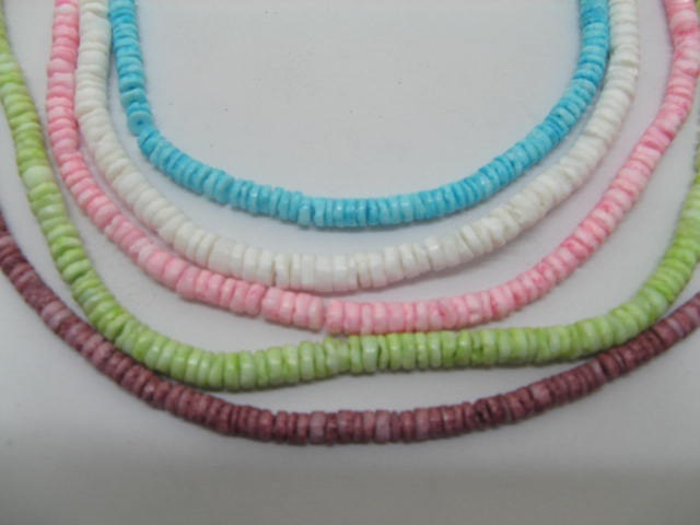 5 Strands Mixed Colours 62cm Shell Beads - Click Image to Close