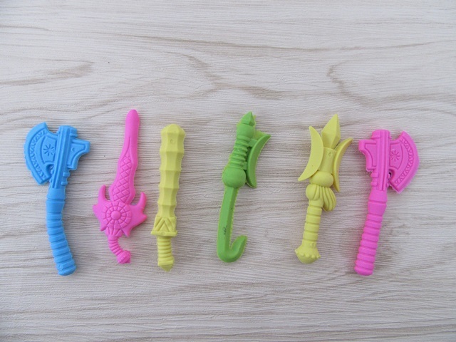 36Packs x 3Pcs Sword Hatchet Etc. Eraser Rubber Assorted