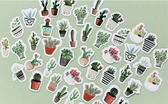10Packets X 45Pcs Creative Flower Cactus Plant Transparent Decor - Click Image to Close