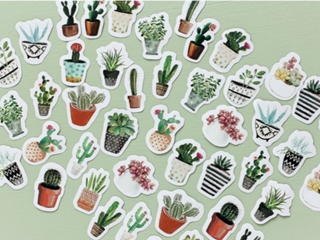 10Packets X 45Pcs Creative Flower Cactus Plant Transparent Decor - Click Image to Close