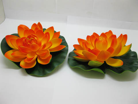 25 Floating 17cm Lotus Flower Ornament Wedding Decoration-Orange - Click Image to Close