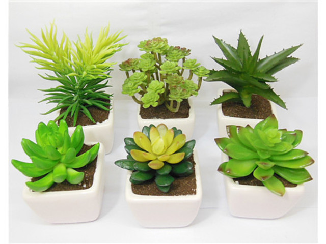 6X New Artificial Potted Plant Desktop Decoration