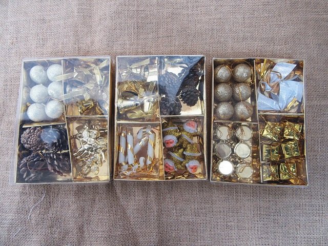 1Set Golden Christmas Pendant Hanging Ornament Decoration